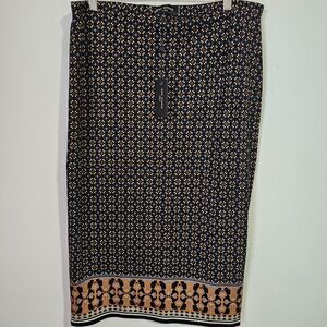 NWT MAX STUDIO MEDALLION PRINT BOHO PENCIL MIDI SKIRT SIZE L